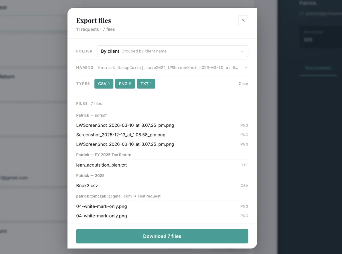 One-click download manager with bulk ZIP and file type filtering